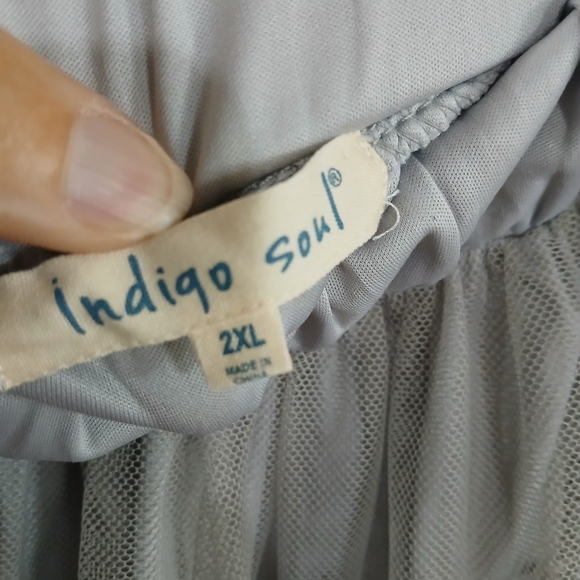 Indigo Soul Gray Lace Overlay Boho Elastic Waist Midi Skirt Womens Size 2X - Picture 5 of 7